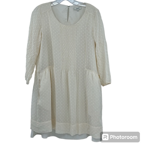 Madewell Ivory Etude Silk Swiss Dot Mini Dress Sm - Picture 1 of 7